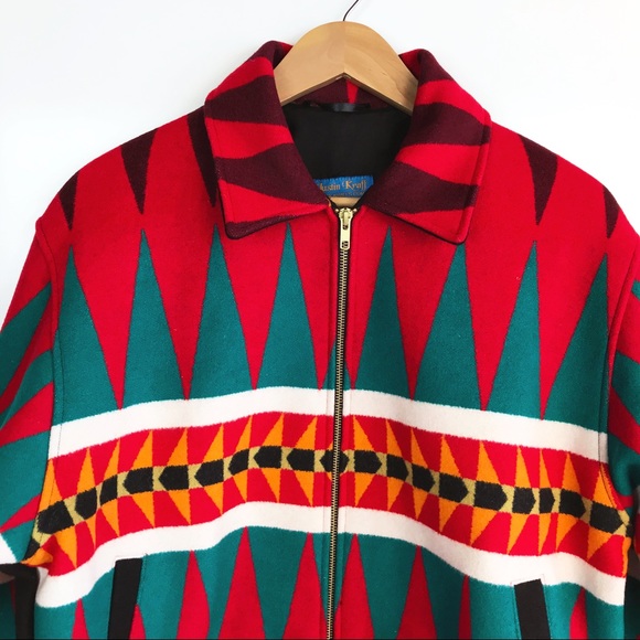 Justin Kraff Pendleton Wool Bomber Jacket Native M - Picture 12 of 14